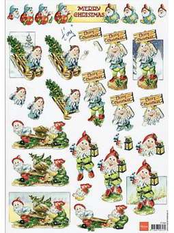 Kerstkabouter op slee, 3d...