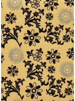 Zwart fluwelen bloemen op geel